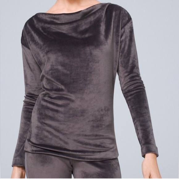 White House Black Market Velour Pullover Top in Asphalt Women's